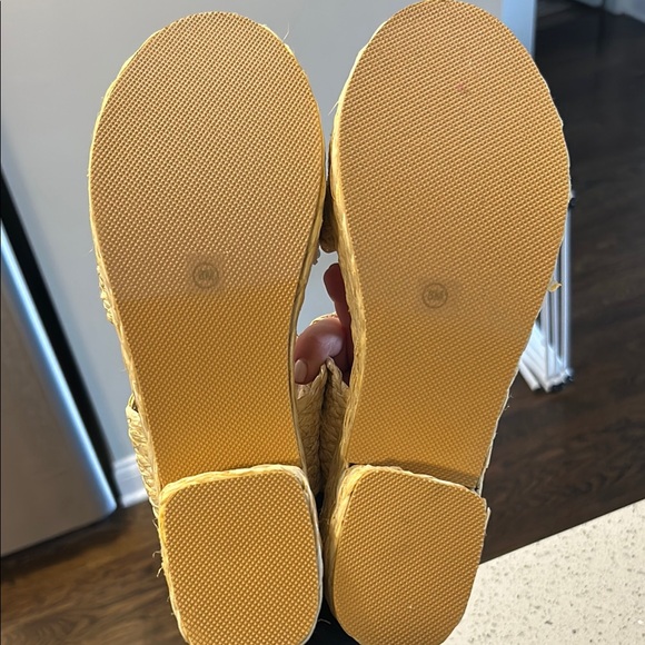 Tan Textured Flat Sandals with Woven Straps - Picture 3 of 4